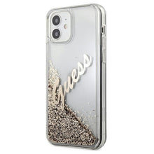 Заредете изображение във визуализатора на галерията – Guess GUHCP12SGLVSGO iPhone 12 mini 5,4" złoty/gold hardcase Glitter Vintage Script - TopMag
