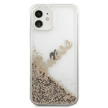 Заредете изображение във визуализатора на галерията – Guess GUHCP12SGLVSGO iPhone 12 mini 5,4" złoty/gold hardcase Glitter Vintage Script - TopMag
