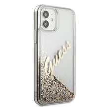 Заредете изображение във визуализатора на галерията – Guess GUHCP12SGLVSGO iPhone 12 mini 5,4" złoty/gold hardcase Glitter Vintage Script - TopMag
