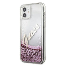Заредете изображение във визуализатора на галерията – Guess GUHCP12SGLVSPI iPhone 12 mini 5,4" różowy/pink hardcase Glitter Vintage Script - TopMag
