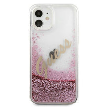 Заредете изображение във визуализатора на галерията – Guess GUHCP12SGLVSPI iPhone 12 mini 5,4" różowy/pink hardcase Glitter Vintage Script - TopMag
