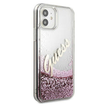Заредете изображение във визуализатора на галерията – Guess GUHCP12SGLVSPI iPhone 12 mini 5,4" różowy/pink hardcase Glitter Vintage Script - TopMag
