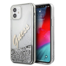 Заредете изображение във визуализатора на галерията – Guess GUHCP12SGLVSSI iPhone 12 mini 5,4" srebrny/silver hardcase Glitter Vintage Script - TopMag
