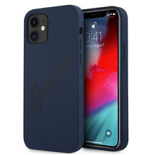 Заредете изображение във визуализатора на галерията – Guess GUHCP12SLSVSBL iPhone 12 mini 5,4" niebieski/blue hardcase Script Vintage - TopMag
