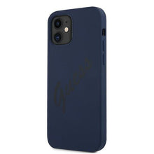 Заредете изображение във визуализатора на галерията – Guess GUHCP12SLSVSBL iPhone 12 mini 5,4" niebieski/blue hardcase Script Vintage - TopMag
