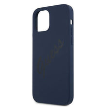 Заредете изображение във визуализатора на галерията – Guess GUHCP12SLSVSBL iPhone 12 mini 5,4" niebieski/blue hardcase Script Vintage - TopMag
