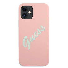 Заредете изображение във визуализатора на галерията – Guess GUHCP12SLSVSPG iPhone 12 mini 5,4" różowo zielony/green pink hardcase Silicone Vintage - TopMag
