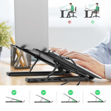 Заредете изображение във визуализатора на галерията – Ugreen X-Kit foldable laptop stand HUB USB Type C - 2x USB 3.2 Gen 1 / HDMI 4K 30 Hz 3D / SD and microSD card reader black (80551) - TopMag
