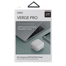 Заредете изображение във визуализатора на галерията – UNIQ Ład. siec. Verge Pro 66W Gan USB-C biały/cloud white - TopMag
