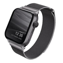 Заредете изображение във визуализатора на галерията – UNIQ pasek Dante Apple Watch Series 4/5/6/7/8/SE/SE2 38/40/41mm Stainless Steel grafitowy/graphite - TopMag
