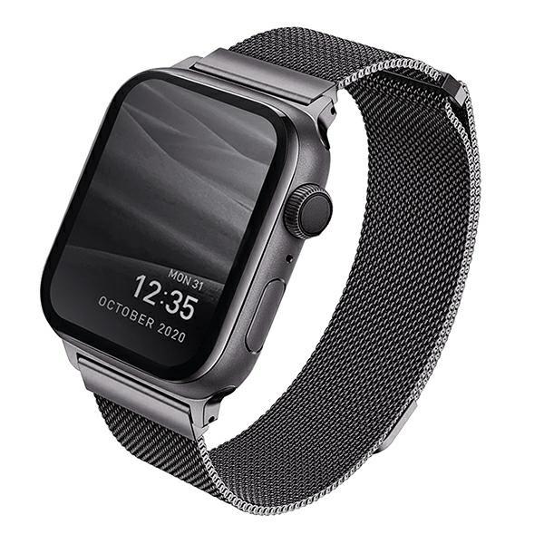 UNIQ pasek Dante Apple Watch Series 4/5/6/7/8/SE/SE2 38/40/41mm Stainless Steel grafitowy/graphite - TopMag