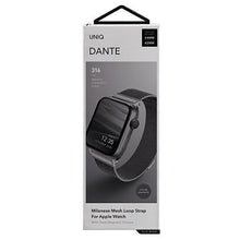 Заредете изображение във визуализатора на галерията – UNIQ pasek Dante Apple Watch Series 4/5/6/7/8/SE/SE2 42/44/45mm Stainless Steel grafitowy/graphite - TopMag

