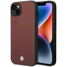 Заредете изображение във визуализатора на галерията – Case BMW BMHCP14S22RFGR iPhone 14 6.1" Burgundy/burgundy Leather Diamond Pattern
