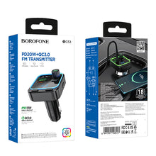Заредете изображение във визуализатора на галерията – Borofone Transmitter FM BC53 Highway MP3, Bluetooth - 2xUSB + Type C - QC 3.0 18W PD 20W black
