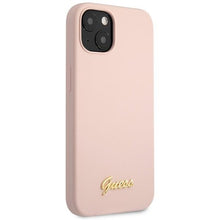 Заредете изображение във визуализатора на галерията – Guess GUHCP13MLSLMGLP iPhone 13 6.1" light pink/light pink hardcase Silicone Script Gold Logo
