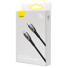 Заредете изображение във визуализатора на галерията – Baseus Glimmer Series cable with fast charging USB-C - Lightning 480Mb/s PD 20W 1m black
