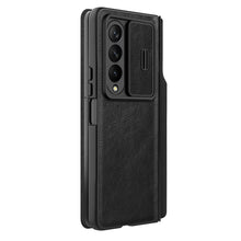 Заредете изображение във визуализатора на галерията – Nillkin Qin Leather Pro Case for Samsung Galaxy Z Fold 4 cover with a cover for the camera and a place for the stylus black
