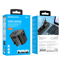 Заредете изображение във визуализатора на галерията – Borofone Travel charger adapter BAC1 - 2xUSB, USA, UK, EU, AU black
