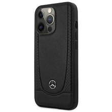Заредете изображение във визуализатора на галерията – Original Case MERCEDES Leather Urban MEHCP15LARMBK for Iphone 15 Pro Black
