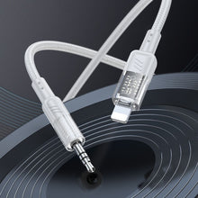 Заредете изображение във визуализатора на галерията – HOCO cable AUX Audio Jack 3,5mm to Lightninng 8-pin UPA27 1,2m gray
