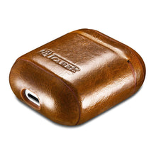Заредете изображение във визуализатора на галерията – iCarer Leather Oil Wax Genuine Leather Case for AirPods 2 / AirPods 1 light brown (WMAP011-BN)
