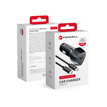 Заредете изображение във визуализатора на галерията – FORCELL CARBON car charger Type C 3.0 PD20W CC50-1C black (Total 20W) + cable for Type C PD60W
