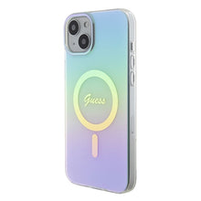 Заредете изображение във визуализатора на галерията – Original Case GUESS IML Iridescent Magsafe hardcase GUHMP15MHITSQ for Iphone 15 Plus turquoise
