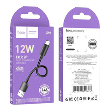 Заредете изображение във визуализатора на галерията – HOCO cable USB to Iphone Lightning 8-pin Hyper 2,4A 12W X96 25cm black
