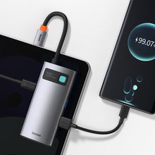 Заредете изображение във визуализатора на галерията – Baseus Metal Gleam 4in1 multifunctional HUB USB Type C - USB Type C Power Delivery 100 W / HDMI 4K 30 Hz / 1x USB 3.2 Gen 1 / 1x USB 2.0 (CAHUB-CY0G) - TopMag
