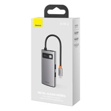 Заредете изображение във визуализатора на галерията – Baseus Metal Gleam 4in1 multifunctional HUB USB Type C - USB Type C Power Delivery 100 W / HDMI 4K 30 Hz / 1x USB 3.2 Gen 1 / 1x USB 2.0 (CAHUB-CY0G) - TopMag
