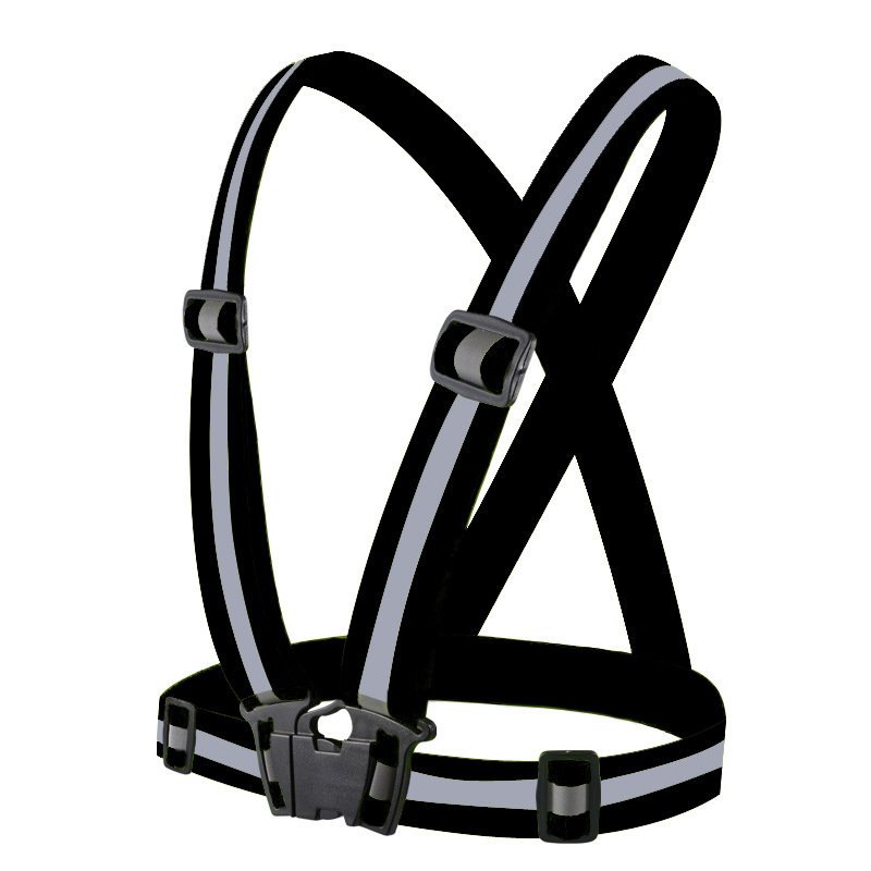 Unisex Adjustable Reflective Safety Harness Vest Black - TopMag