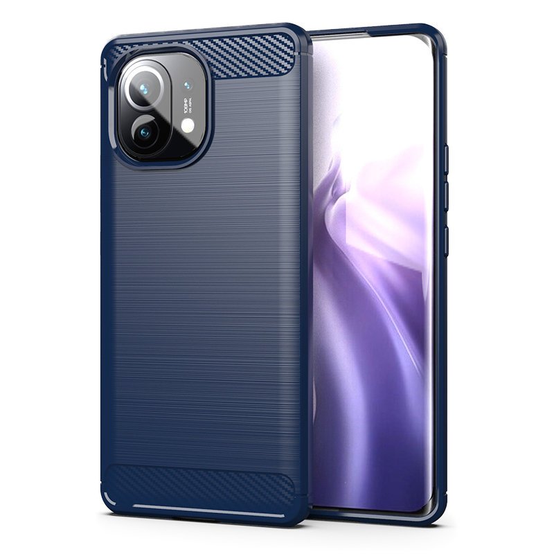 Carbon Case Flexible Cover TPU Case for Xiaomi Mi 11 blue - TopMag