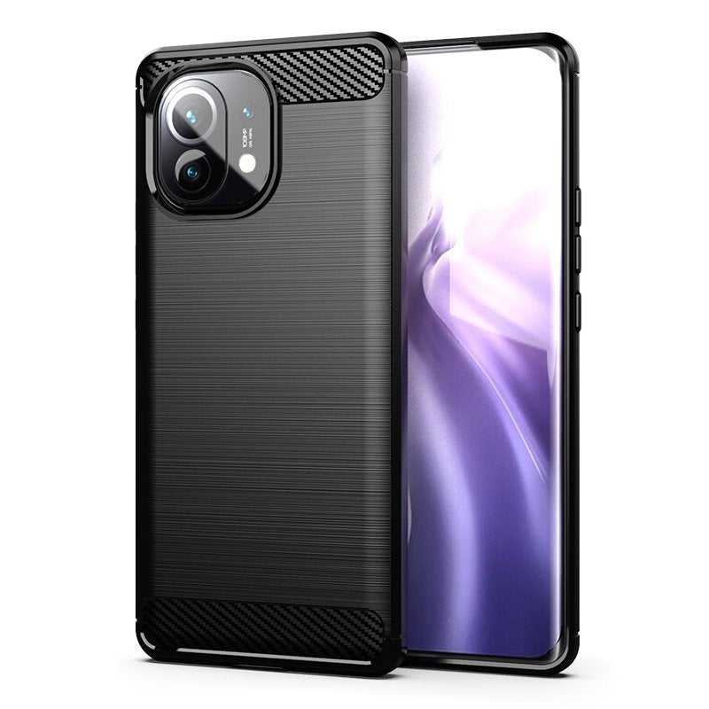 Carbon Case Flexible Cover TPU Case for Xiaomi Mi 11 black - TopMag