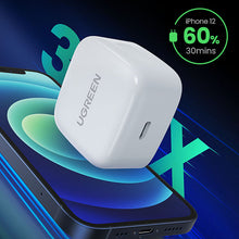 Заредете изображение във визуализатора на галерията – Ugreen USB wall charger Type C Power Delivery 3.0 Quick Charge 4.0 20W 3A (UK plug) white (CD137) - TopMag
