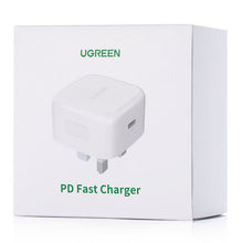 Заредете изображение във визуализатора на галерията – Ugreen USB wall charger Type C Power Delivery 3.0 Quick Charge 4.0 20W 3A (UK plug) white (CD137) - TopMag
