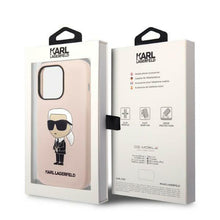 Заредете изображение във визуализатора на галерията – Karl Lagerfeld KLHCP14LSNIKBCP iPhone 14 Pro 6.1" hardcase pink/pink Silicone Ikonik
