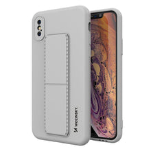 Заредете изображение във визуализатора на галерията – Wozinsky Kickstand Case silicone case with stand for iPhone XS / iPhone X gray - TopMag
