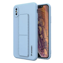 Заредете изображение във визуализатора на галерията – Wozinsky Kickstand Case silicone case with stand for iPhone XS / iPhone X light blue - TopMag
