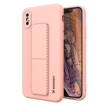 Заредете изображение във визуализатора на галерията – Wozinsky Kickstand Case iPhone XS / iPhone X pink silicone case with stand - TopMag
