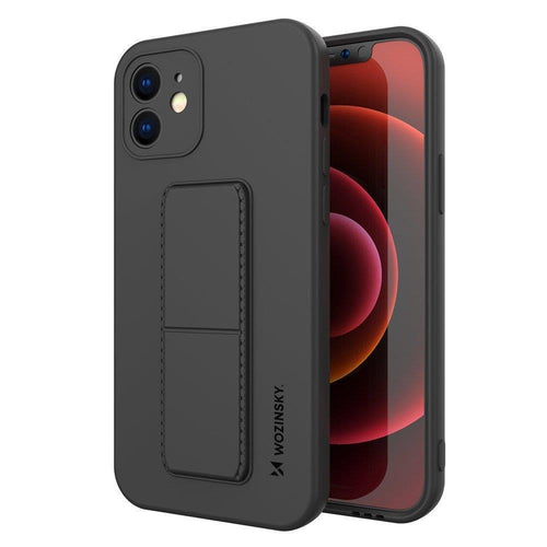 Wozinsky Kickstand Case iPhone XS Max silicone case with stand black - TopMag
