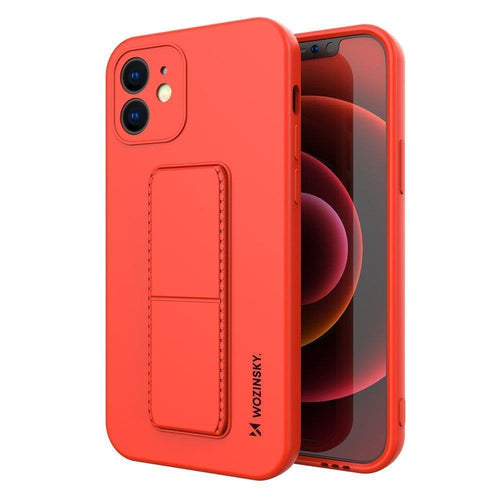 Wozinsky Kickstand Case silicone case with stand for iPhone XS Max red - TopMag