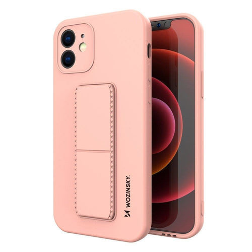 Wozinsky Kickstand Case silicone case with stand for iPhone XS Max pink - TopMag