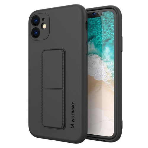 Wozinsky Kickstand Case iPhone 11 Pro silicone case with stand black - TopMag