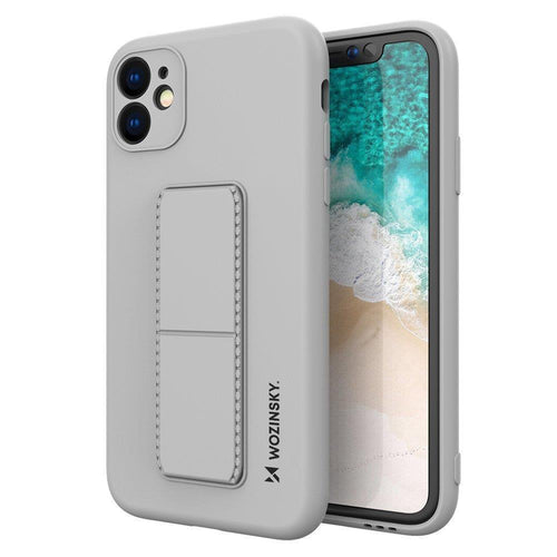 Wozinsky Kickstand Case silicone case with stand for iPhone 11 Pro gray - TopMag