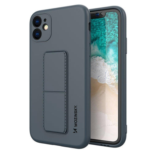 Wozinsky Kickstand Case silicone case with stand for iPhone 11 Pro navy blue - TopMag