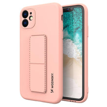 Заредете изображение във визуализатора на галерията – Wozinsky Kickstand Case iPhone 11 Pro Max pink silicone case with stand - TopMag
