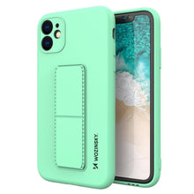 Заредете изображение във визуализатора на галерията – WWozinsky Kickstand Case silicone case with stand for iPhone 11 Pro Max mint - TopMag
