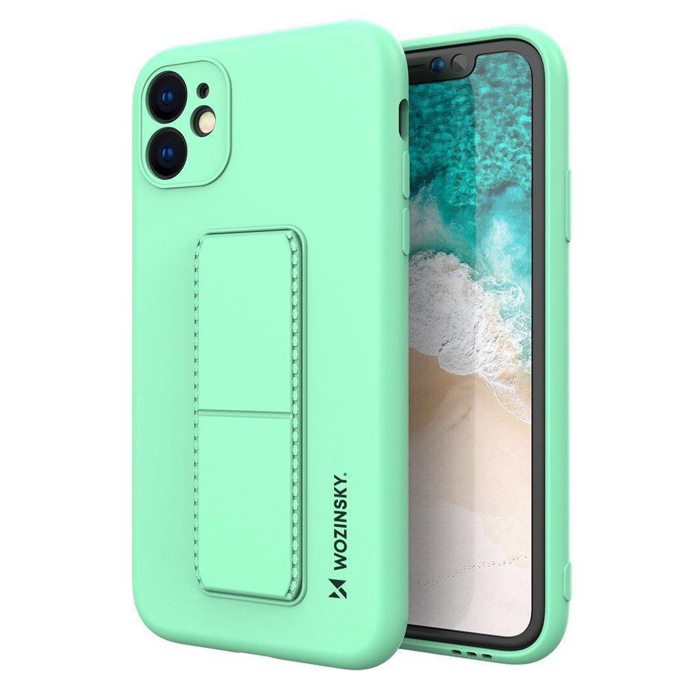 Wozinsky Kickstand Case silicone case with stand for iPhone 12 mint - TopMag