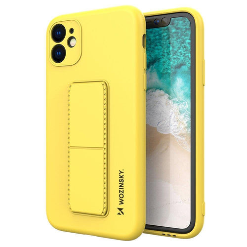 Wozinsky Kickstand Case silicone case with stand for iPhone 12 yellow - TopMag