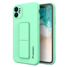 Заредете изображение във визуализатора на галерията – Wozinsky Kickstand Case silicone case with stand for iPhone 12 Pro Max mint - TopMag

